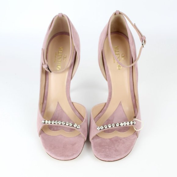 NEW VALENTINO GARAVANI d'Orsay Heeled Rhinestone Suede Sandal - Picture 5 of 14